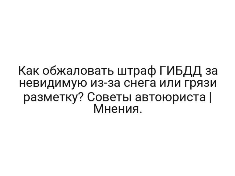Как обжаловать штраф ГИБДД за невидимую из-за снега или грязи разметку? Советы автоюриста | Мнения.